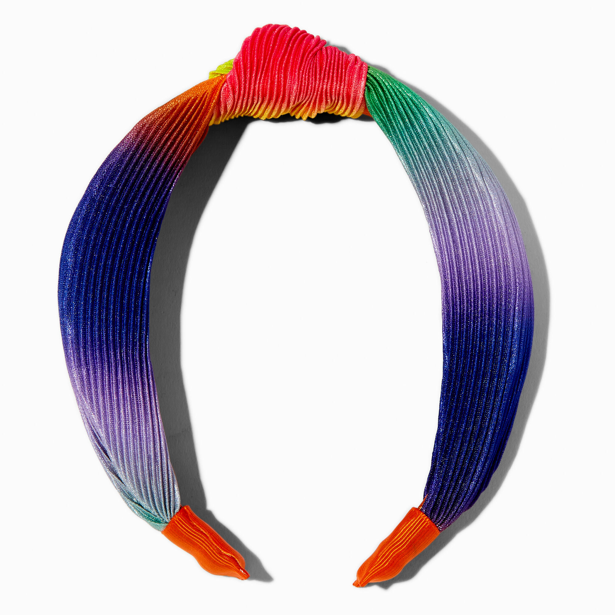 View Claires Bright Pleated Knotted Headband Rainbow information