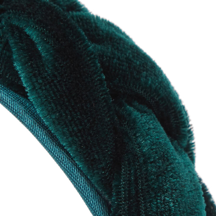 Serre-t&ecirc;te en imitation velours tress&eacute; &ndash; Vert &eacute;meraude,