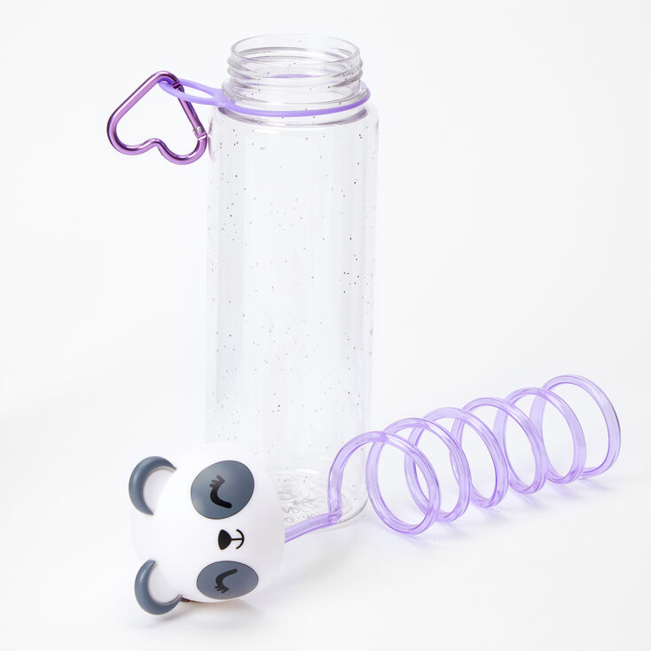 Poppy the Panda Water Bottle with Swirly Straw - White,