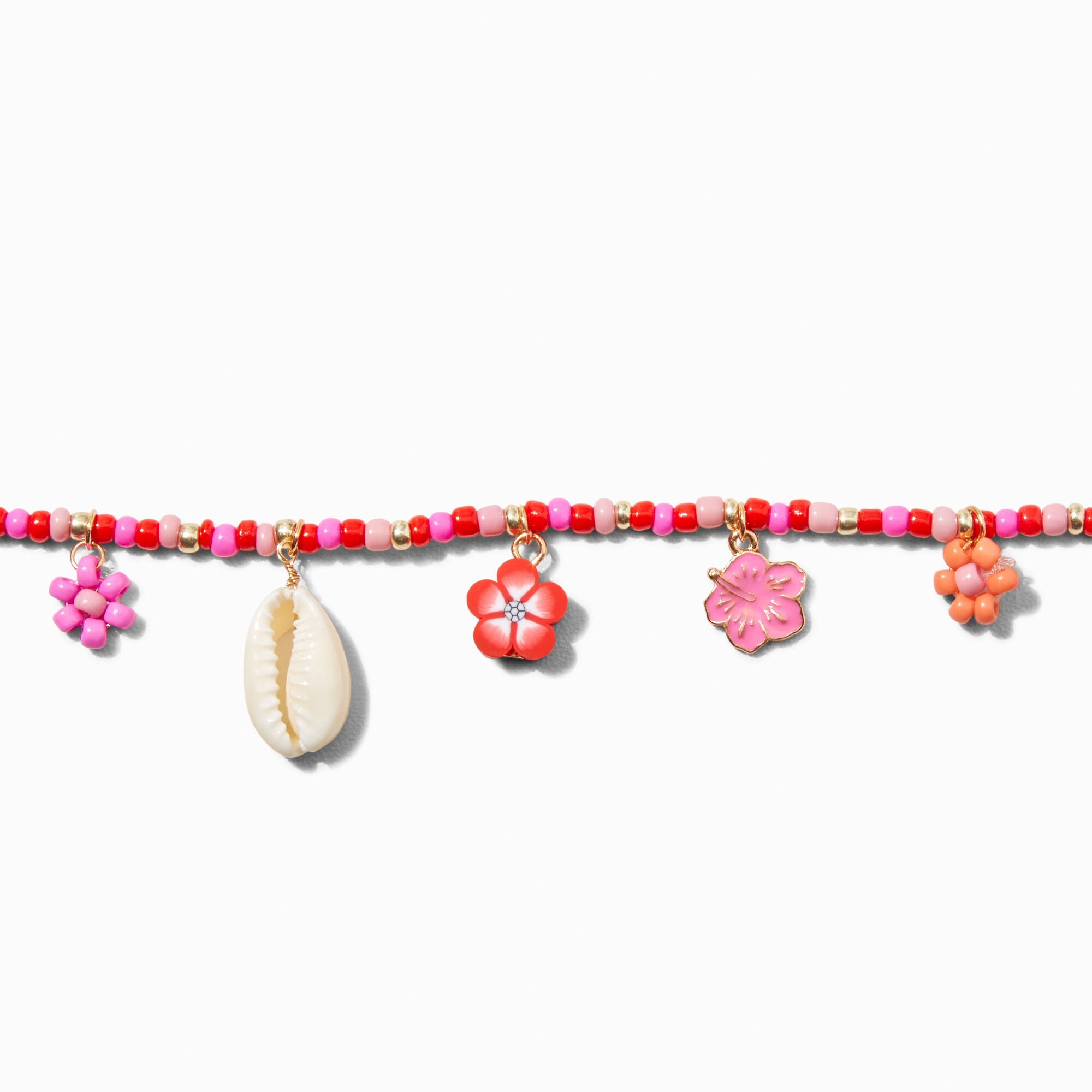 Pink Tropical Charm Gold-tone Choker Necklace,