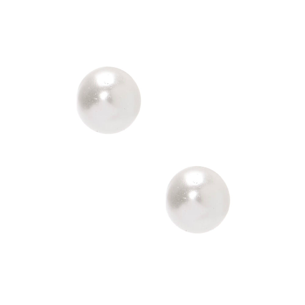 C LUXE by Claire's Sterling Silver 4mm Glass Pearl Stud Earrings,