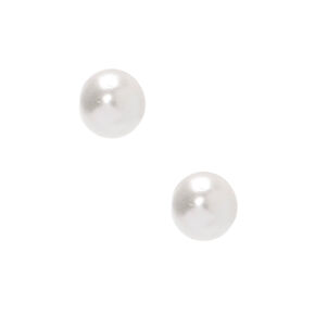 C LUXE by Claire&#39;s Sterling Silver 4mm Glass Pearl Stud Earrings,