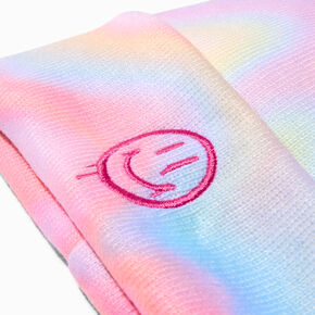 Happy Face Tie Dye Knit Beanie Hat,