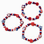 Stars &amp; Stripes Beaded Stretch Bracelets - 3 Pack,