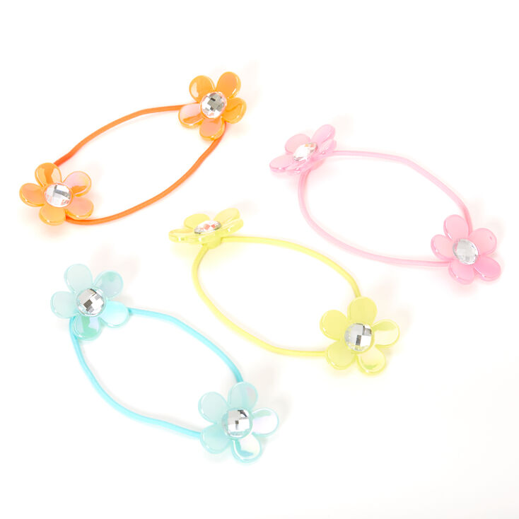 Claire's Élastiques à cheveux estivaux floraux avec strass aux tons pastel Claire's Club - Lot de 4