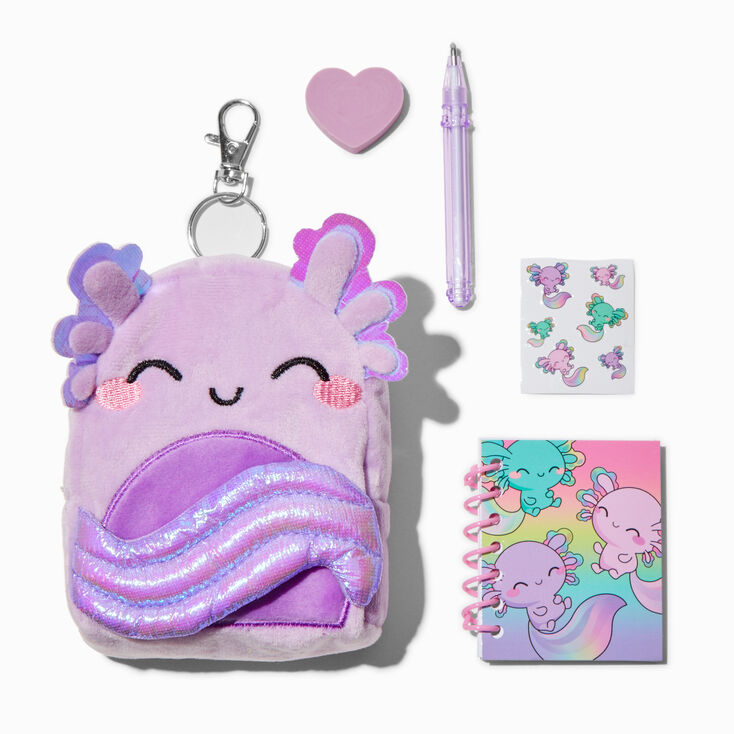Purple Axolotl 4&#39;&#39; Backpack Stationery Set,