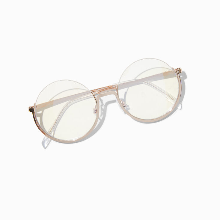 Solar Blue Light Reducing Gold Half Rim Clear Lens Frames,