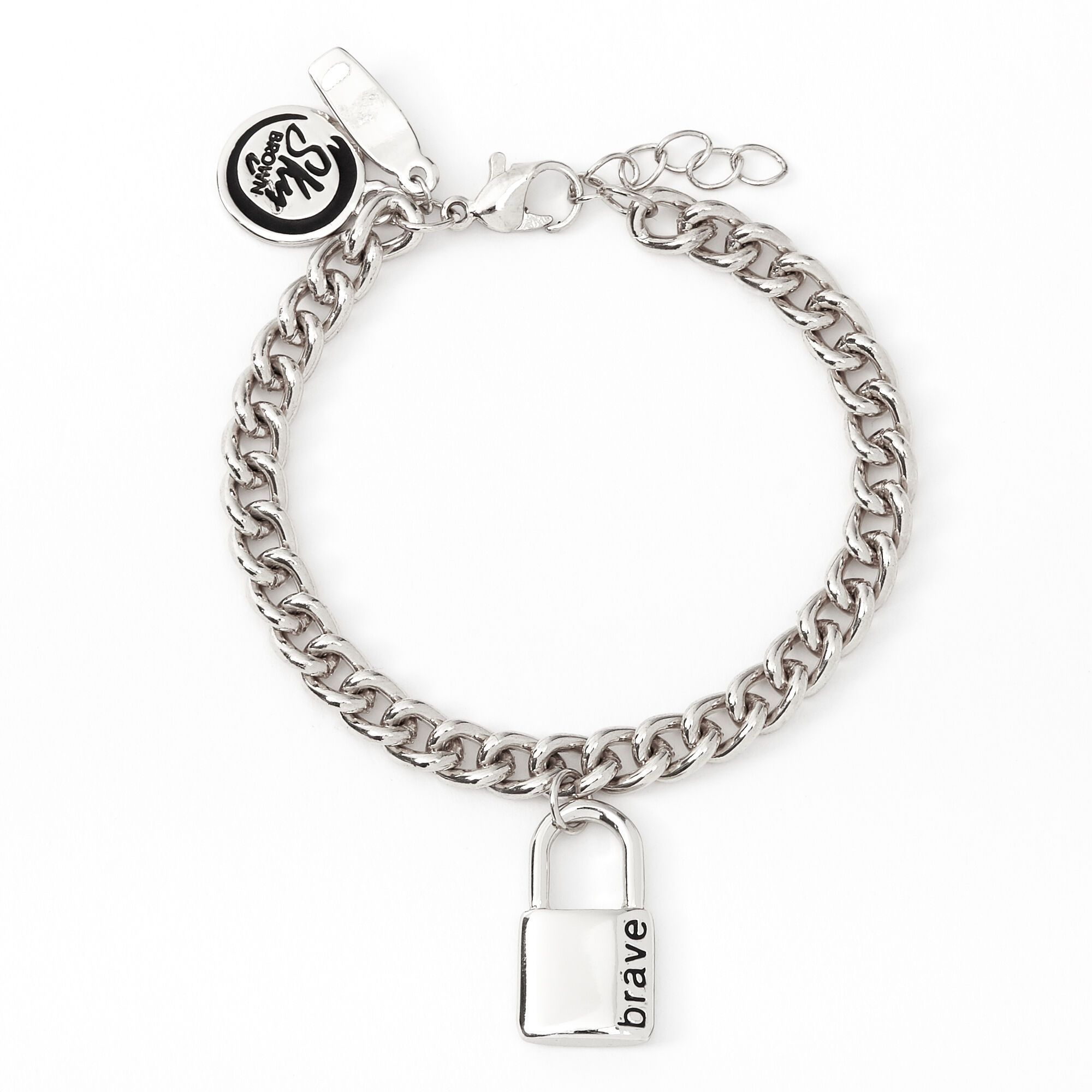 Sky Brown™ Padlock Chain Bracelet – Silver-tone,