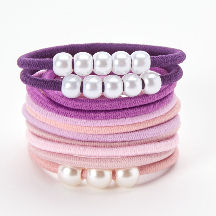 Purple &amp; Pink Faux Pearl Hair Ties - 12 Pack,