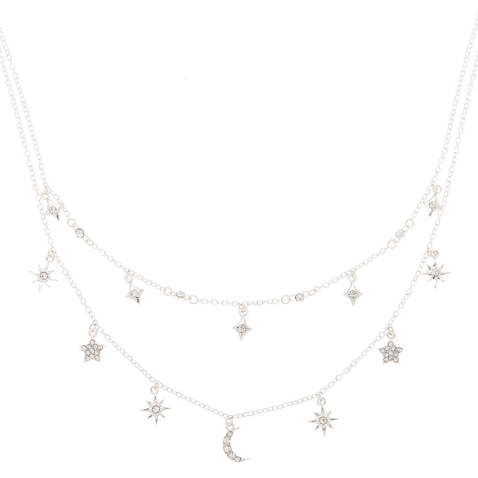 View Claires Tone Celestial Charm MultiStrand Necklace Silver information