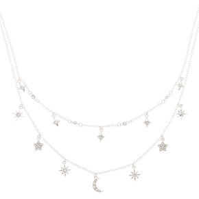 Silver-tone Celestial Charm Multi-Strand Necklace,