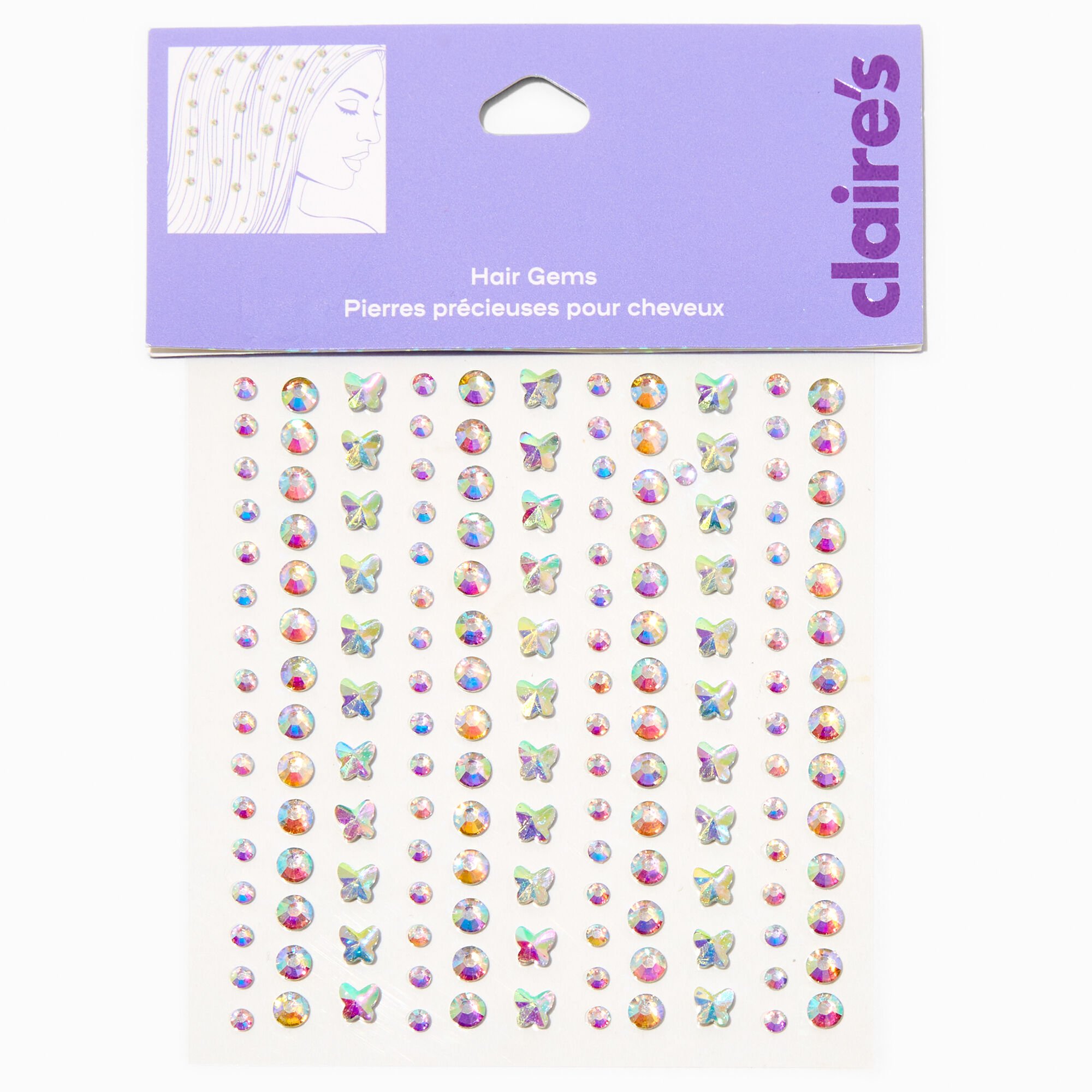 Aurora Butterfly Crystal Hair Gems - 153 Pack,