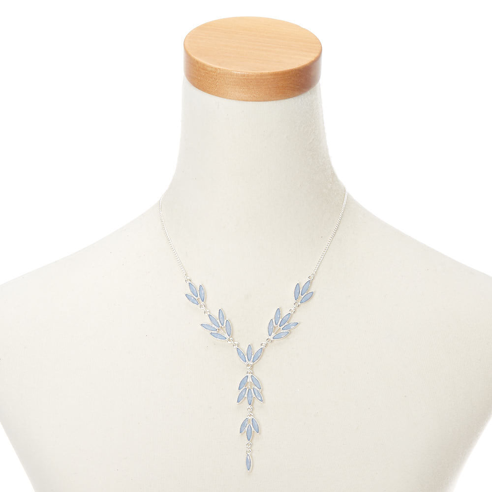 Parure de bijoux bleus à feuille argentée, lot de 2 articles,