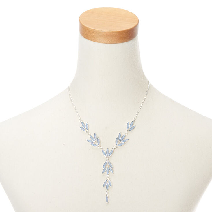 Parure de bijoux bleus &agrave; feuille argent&eacute;e, lot de 2 articles,