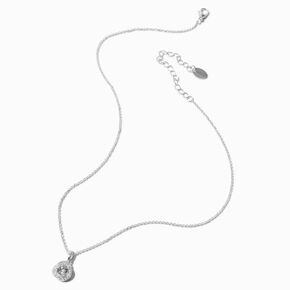 Collier pendentif avec aur&eacute;ole nou&eacute;e en zircon cubique d&#39;imitation couleur argent&eacute;e et clous d&#39;oreilles - Lot de 2,