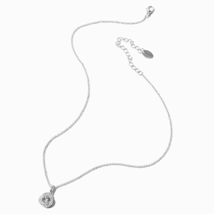 Collier pendentif avec aur&eacute;ole nou&eacute;e en zircon cubique d&#39;imitation couleur argent&eacute;e et clous d&#39;oreilles - Lot de 2,