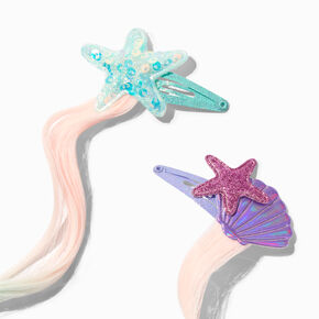 Claire&#39;s Club Faux Hair Curly Mermaid Icon Snap Clips - 6 Pack,