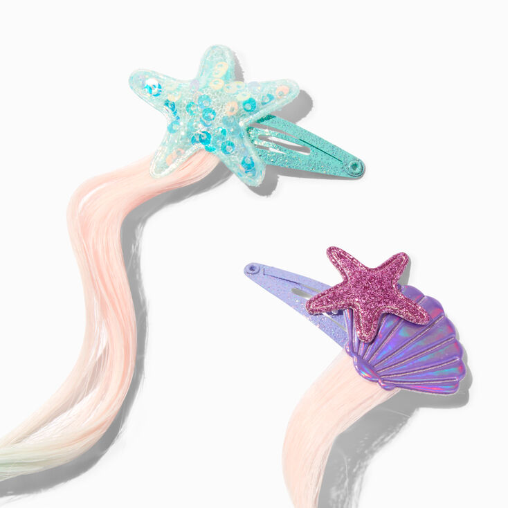 Claire&#39;s Club Faux Hair Curly Mermaid Icon Snap Hair Clips - 6 Pack,