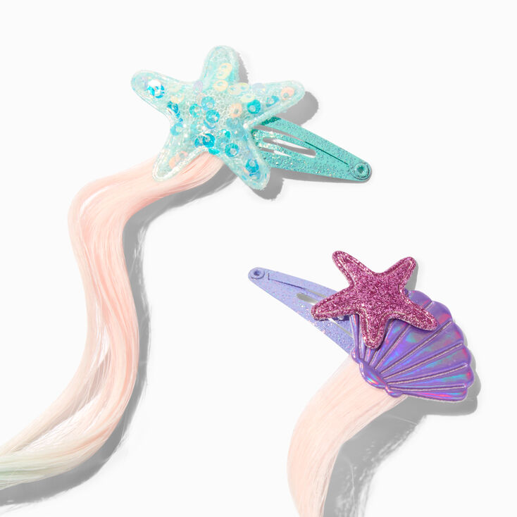 Claire&#39;s Club Faux Hair Curly Mermaid Icon Snap Clips - 6 Pack,