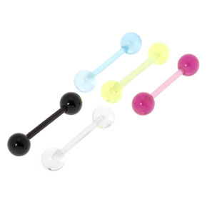 Barres de piercing de langue fluo 1,6&nbsp;mm - Lot de 5,