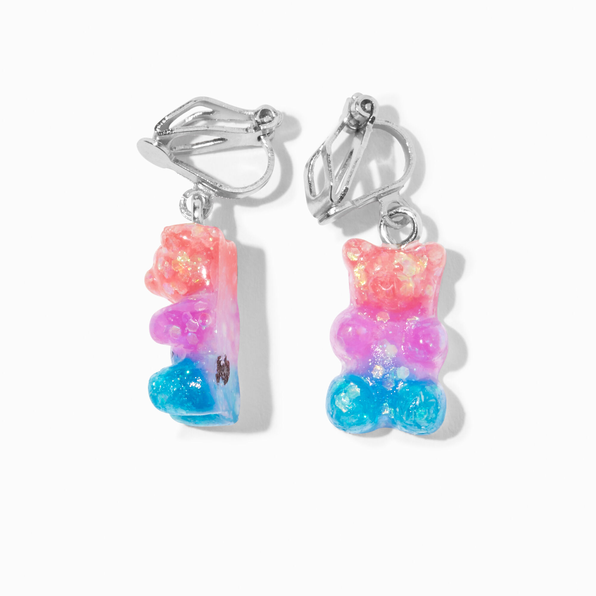 Colorblocked 0.5 Gummy Bears Clip On Drop Earrings Claire s US