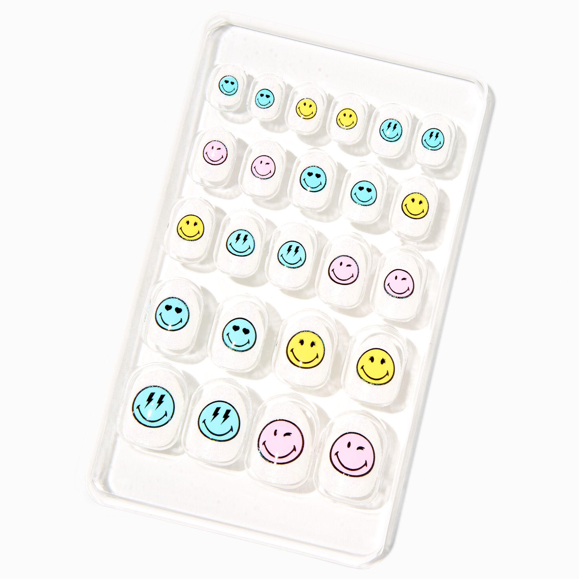 Smiley World® Pastel Smiley Face Stiletto Press On Faux Nail Set - 24 Pack,
