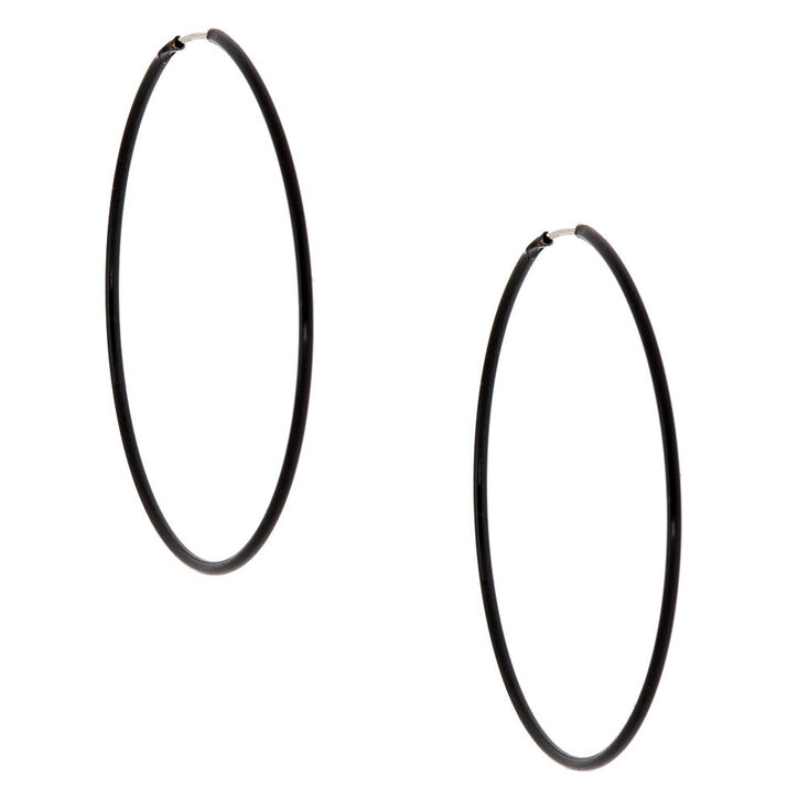 40MM Hoop Earrings - Black | Claire's