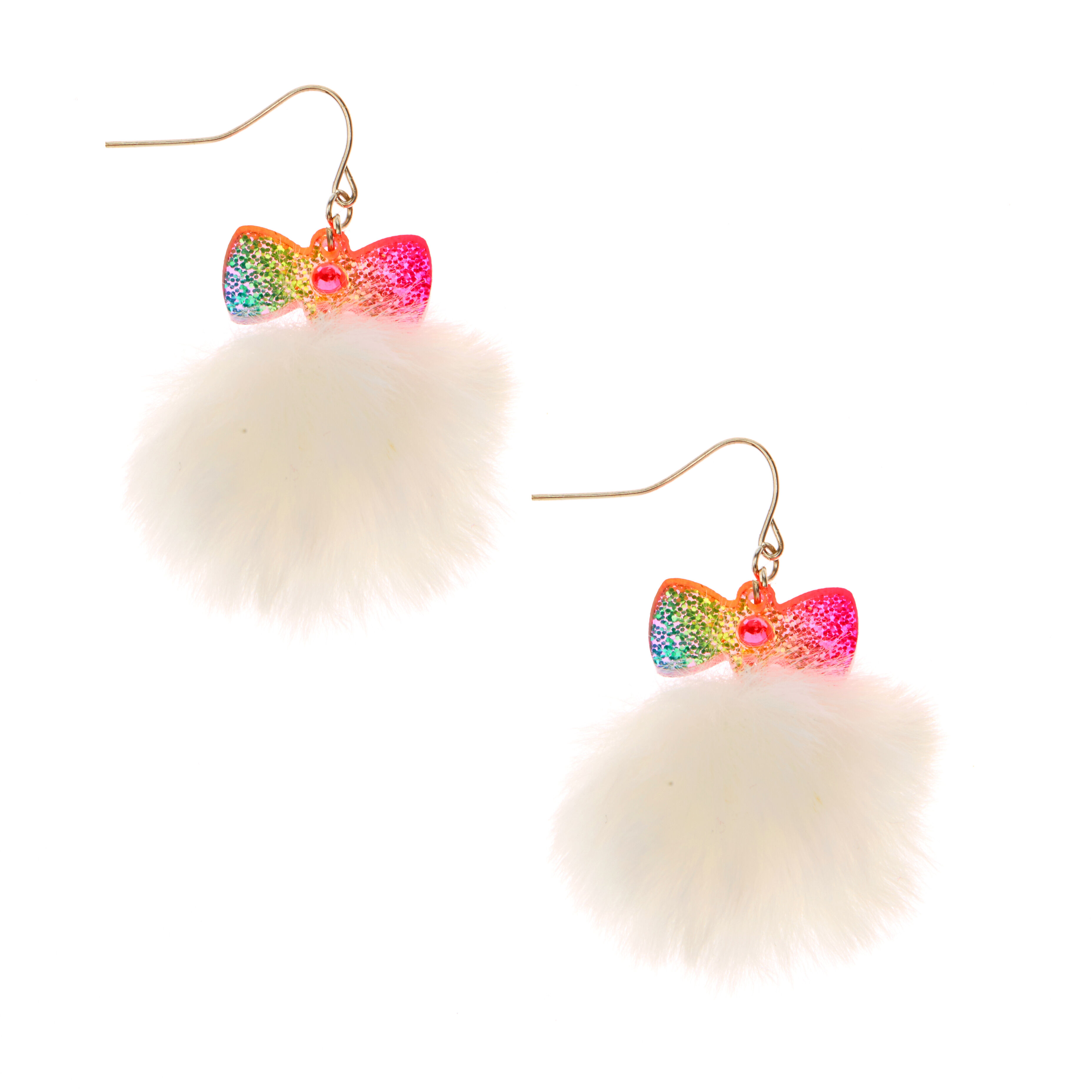 Rainbow pom pom discount earrings