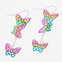 Silver 2&quot; Rainbow Butterfly Drop Earrings,