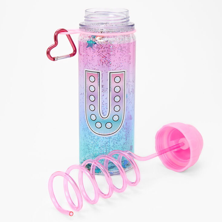 Initial Water Bottle - Pink, U,
