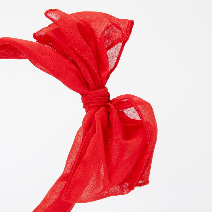 Chiffon Knotted Bow Headband - Red,