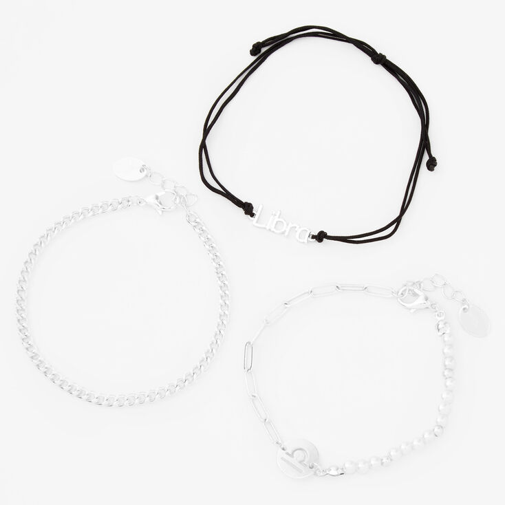 Silver Zodiac Bracelet Set - 3 Pack, Libra,