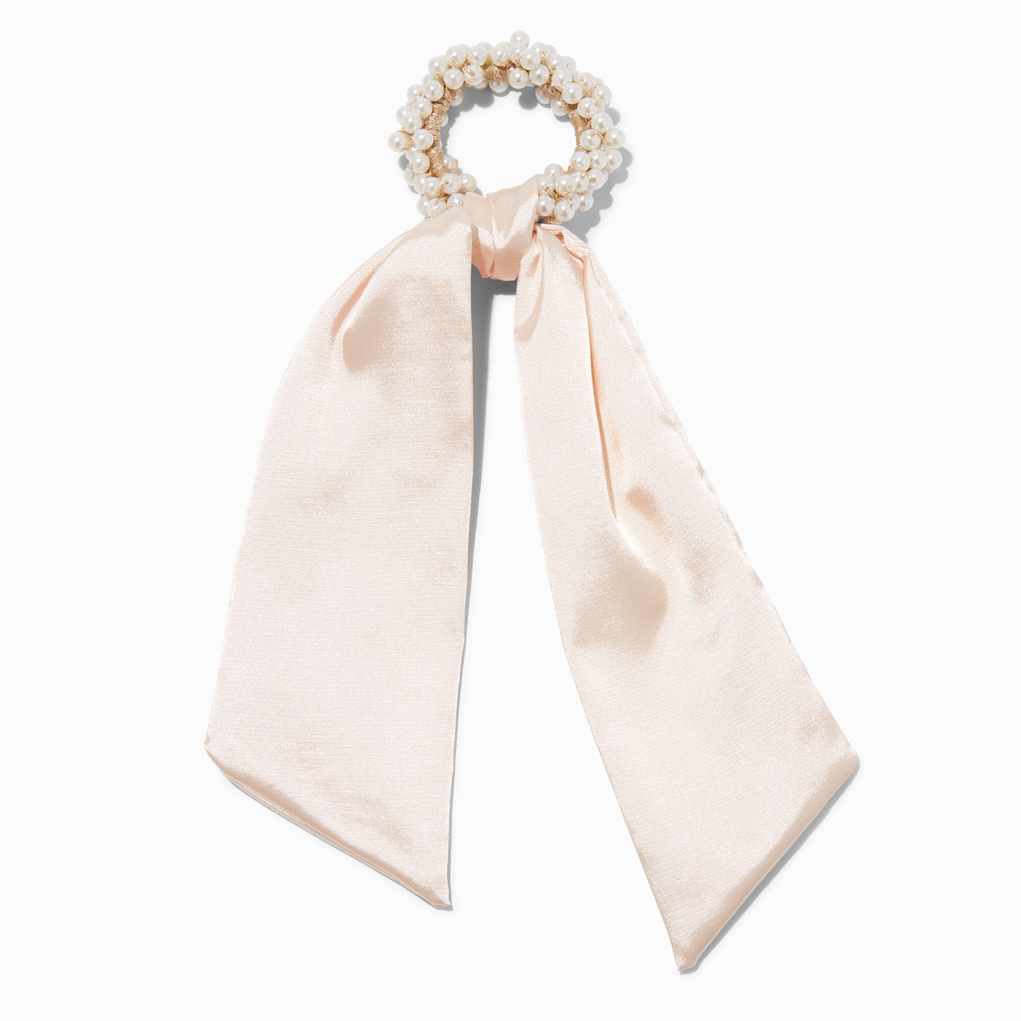 View Claires Pearl Hair Scrunchie Scarf White information
