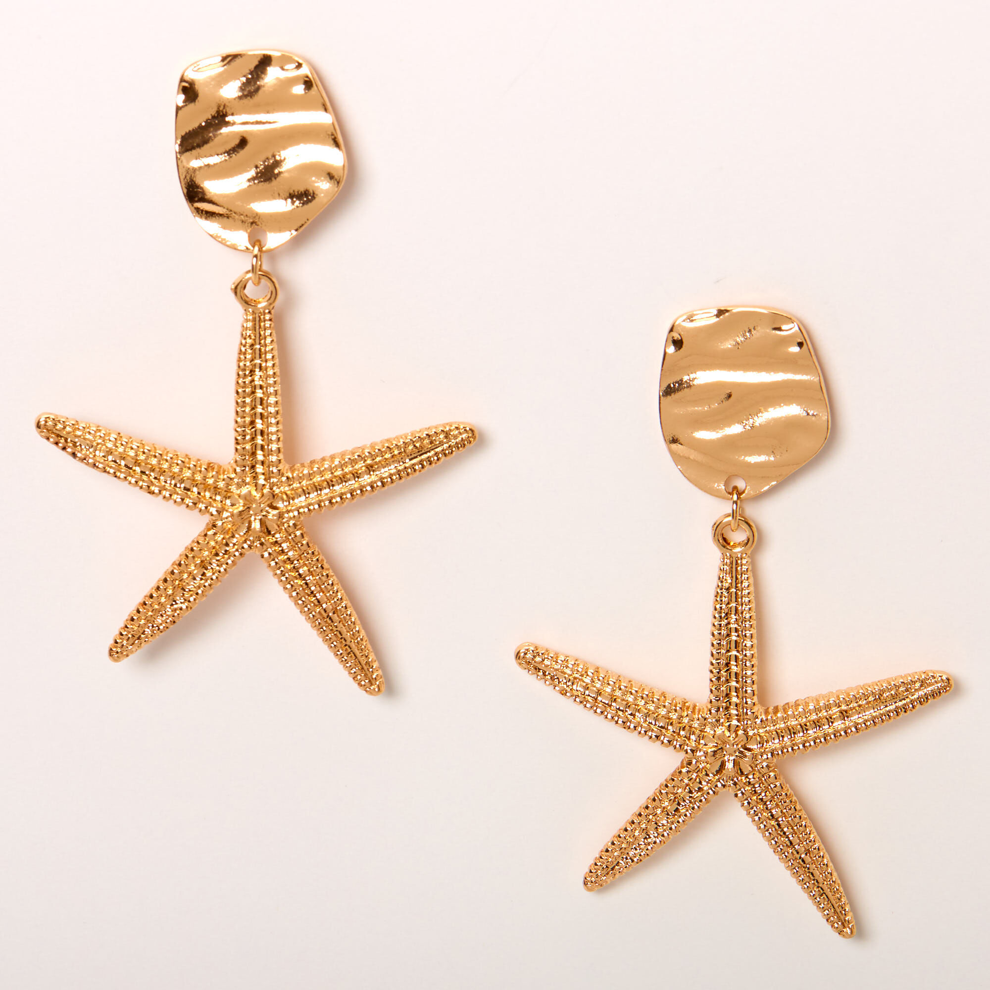 Gold 2 Big Starfish Drop Earrings Claire s