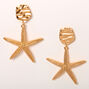Gold 2&quot; Big Starfish Drop Earrings,