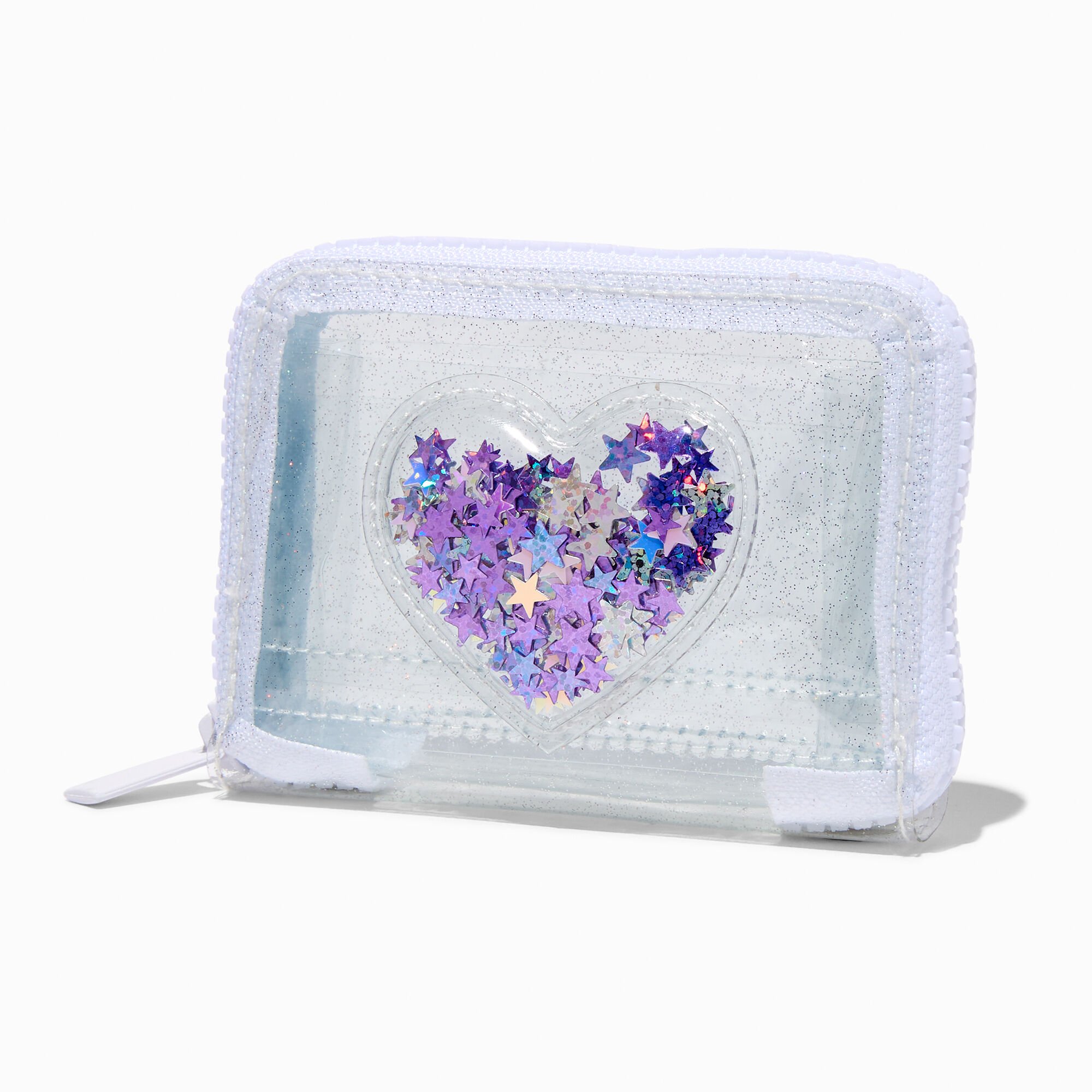 Claire's Porte-monnaie à zip sur tout le pourtour transparent cœur shaker
