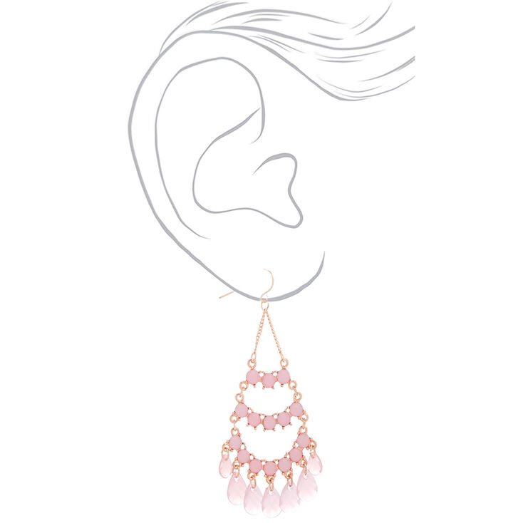 3&quot; Sparkle Chandelier Drop Earrings  - Pink,