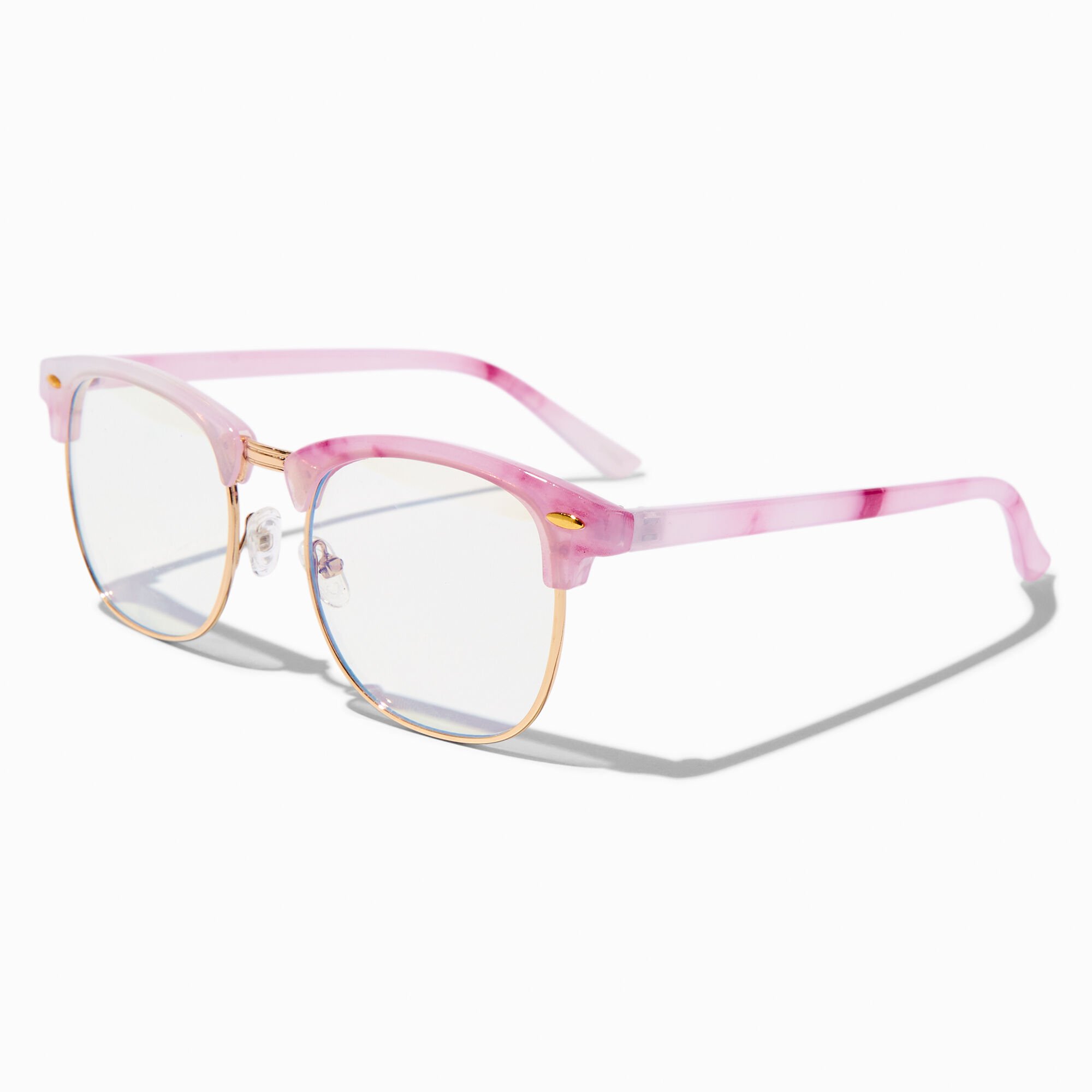 View Claires Marble Browline Clear Lens Frames Pink information