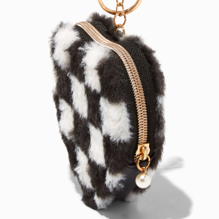 Black &amp; White Checkerboard Heart Coin Purse,