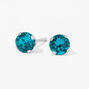 14kt White Gold 4mm Crystal Blue Zircon Studs Ear Piercing Kit with Ear Care Solution,