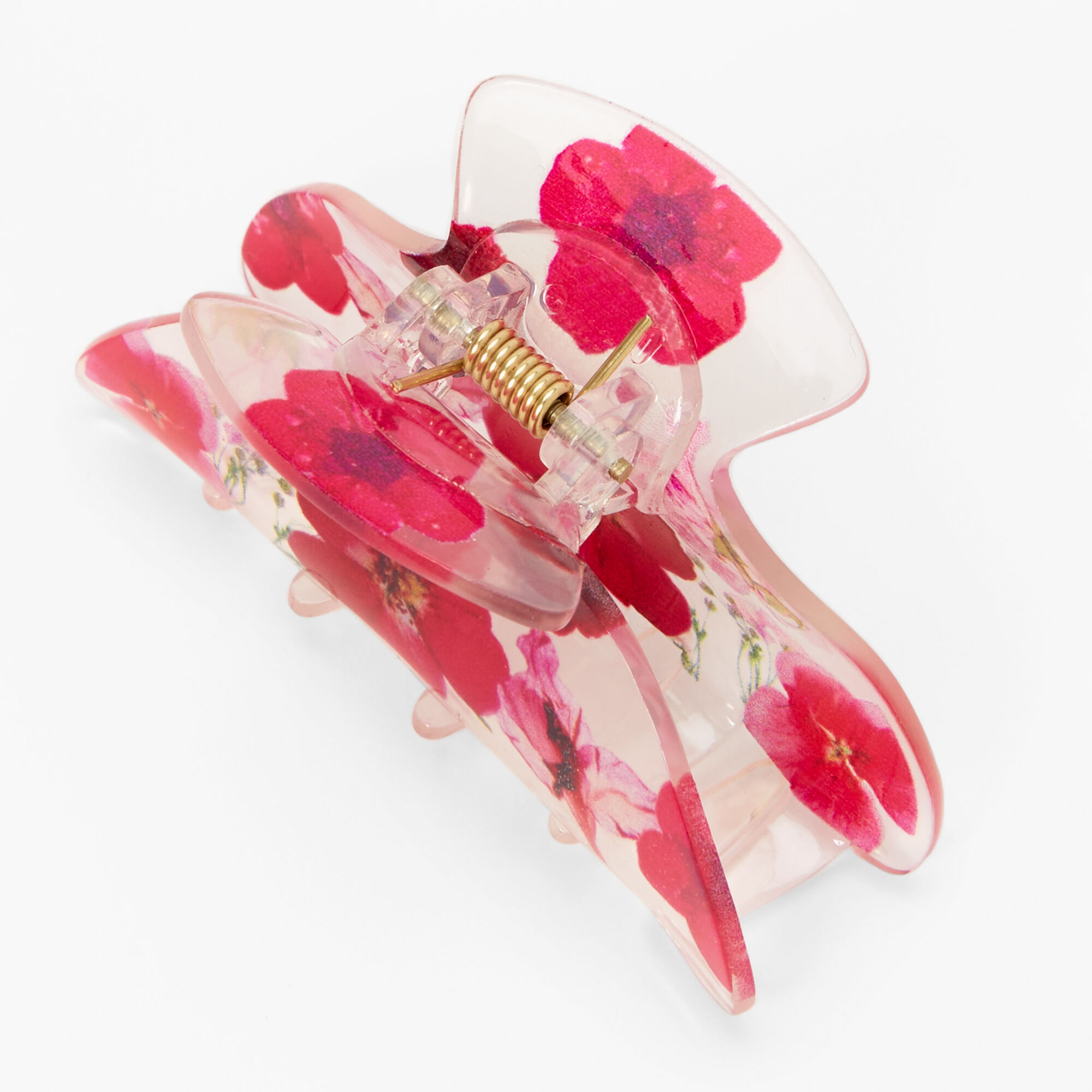 Transparent Red Hibiscus Flower Hair Claw,