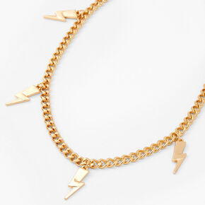 Lightning Bolt Chain Choker Necklace - Gold,