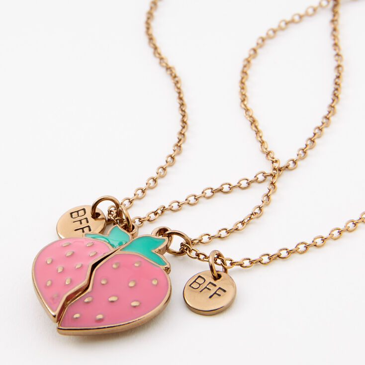 Best Friends Split Strawberry Pendant Necklaces - 2 Pack,