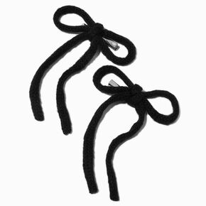 Black Knit Hair Bow Clips - 2 Pack,