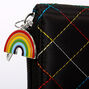 Rainbow Stitched Quilted Mini Zip Wallet - Black,