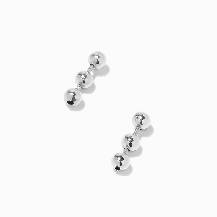Silver Rhodium Ball Chain 0.5&quot; Drop Earrings,