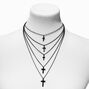 Black Cross Multi-Strand Necklace,