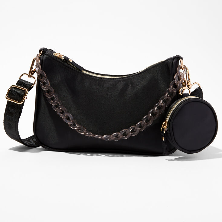 Black Dual Strap Crossbody Bag,