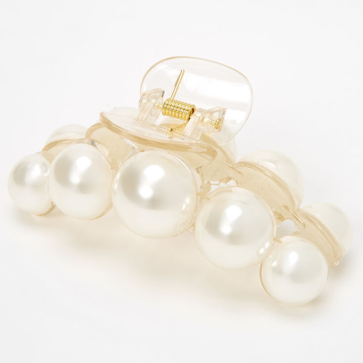 Pearl Studded Transparent Chunky Hair Claw,