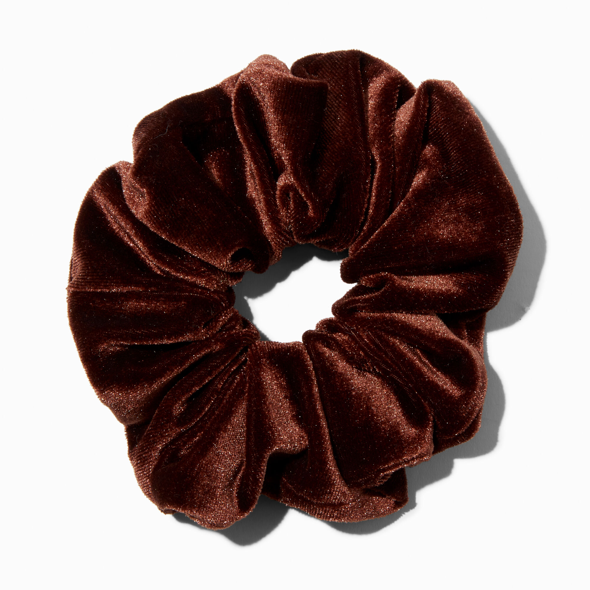 View Claires Medium Velvet Hair Scrunchie Brown information